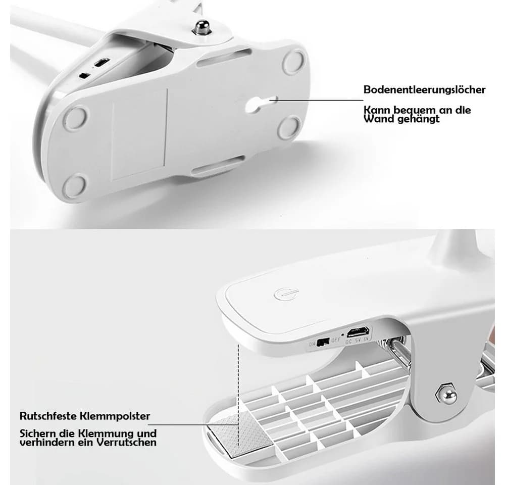 TUWENA LED Klemmleuchte Weiß Touch Dimmbar Schwanenhals - Bild 5