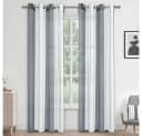 TUWENA Gardine Vorhänge mit Ösen Streifen Voile Halbtransparent 2er Set Modern Bild 2