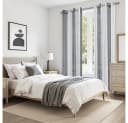 TUWENA Gardine Vorhänge mit Ösen Streifen Voile Halbtransparent 2er Set Modern Bild 4