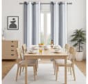 TUWENA Gardine Vorhänge mit Ösen Streifen Voile Halbtransparent 2er Set Modern Bild 5