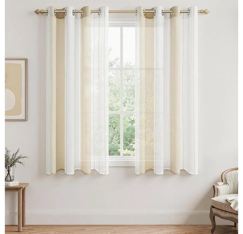 TUWENA Gardine Streifen Voile 2er Set Modern - Bild 2