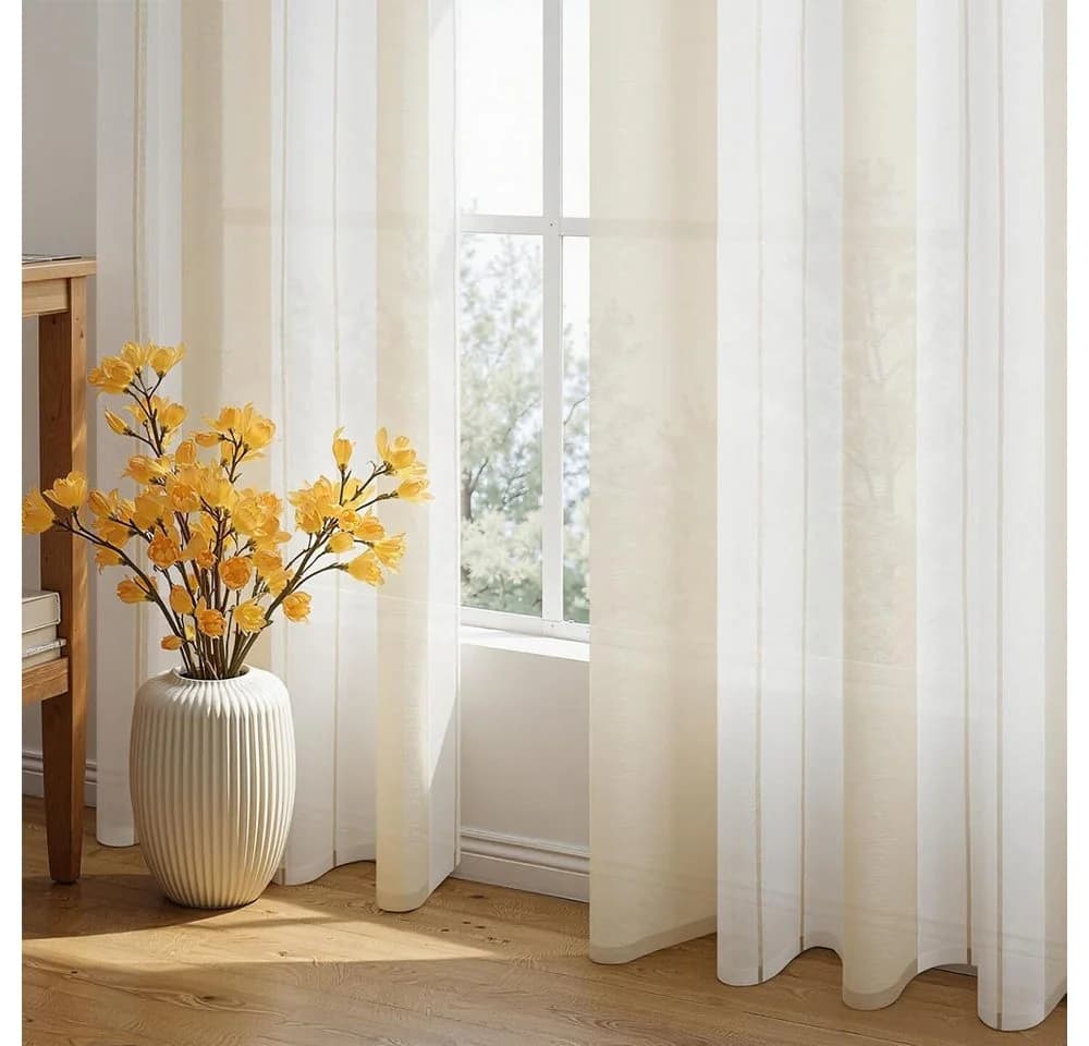 TUWENA Gardine Streifen Voile 2er Set Modern - Bild 4