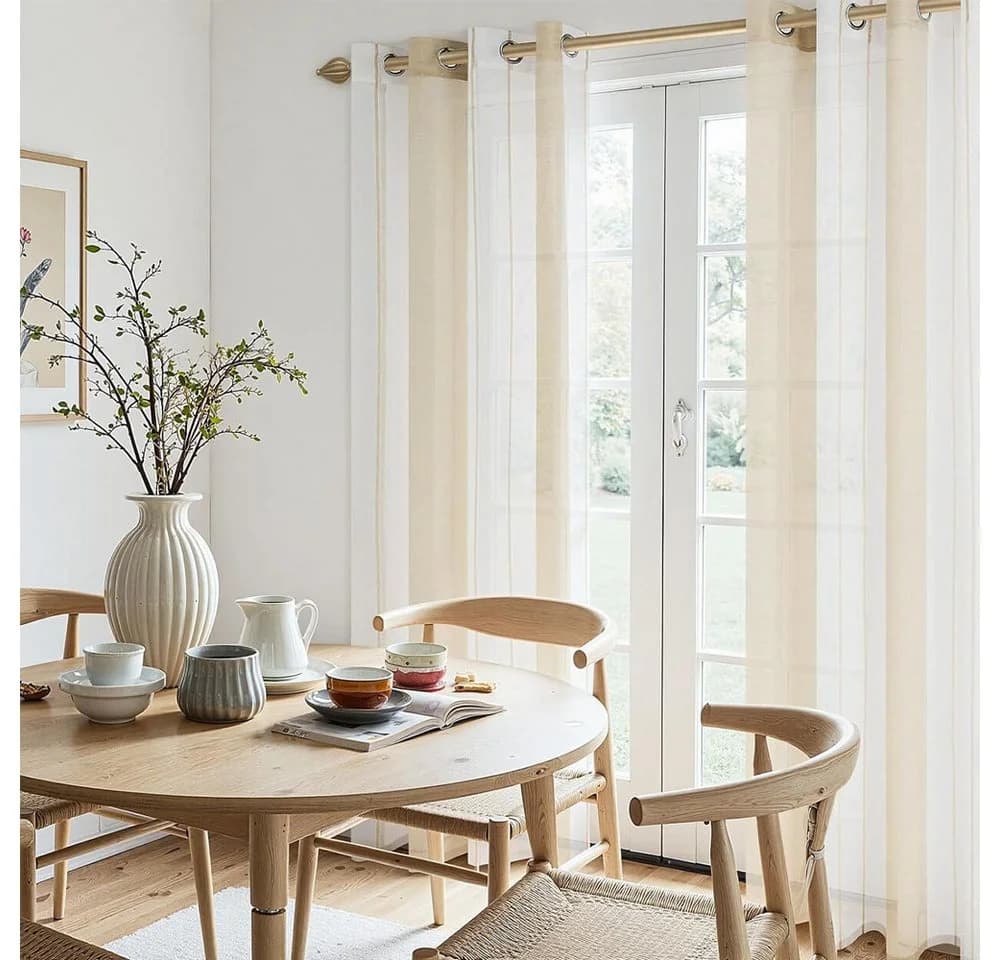 TUWENA Gardine Streifen Voile 2er Set Modern - Bild 5