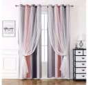 TUWENA Verdunkelungsvorhang 2er Set Sternen-Motiv Rosa Grau Lila Polyester Bild 2