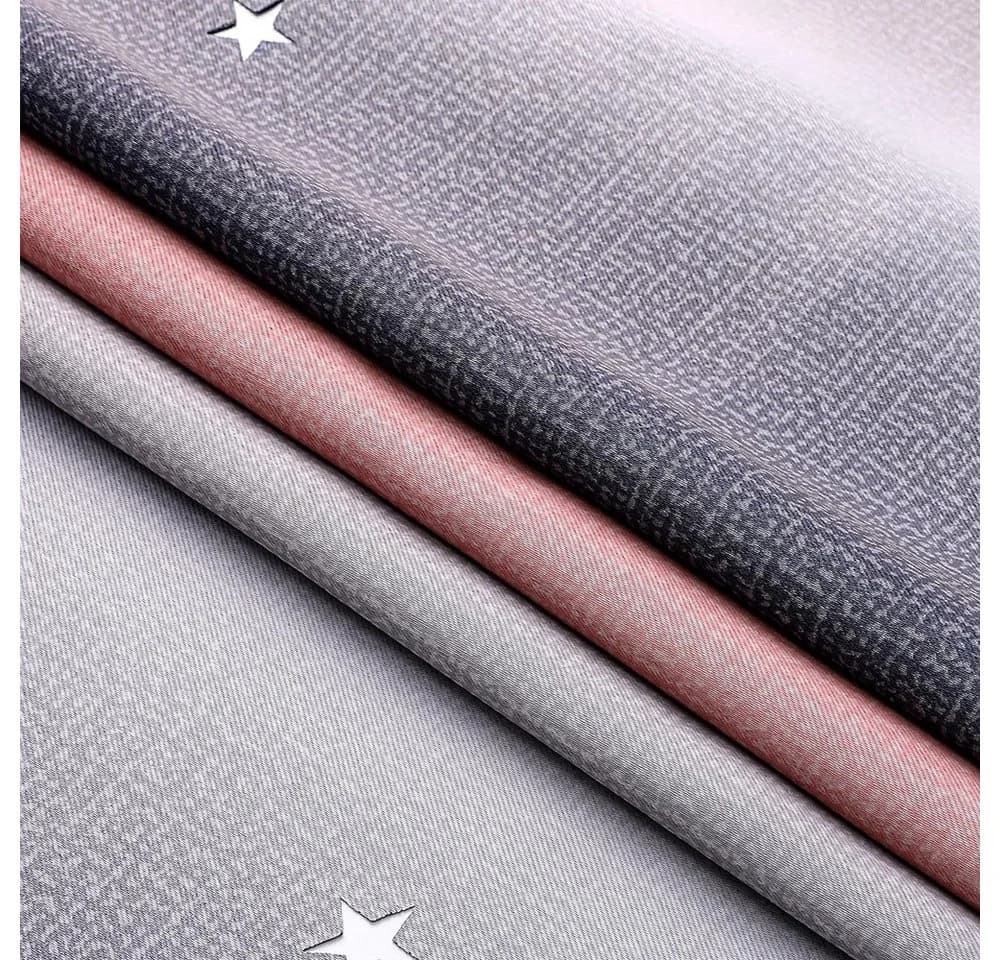 TUWENA Verdunkelungsvorhang 2er Set Sternen-Motiv Rosa Grau Lila Polyester - Bild 4