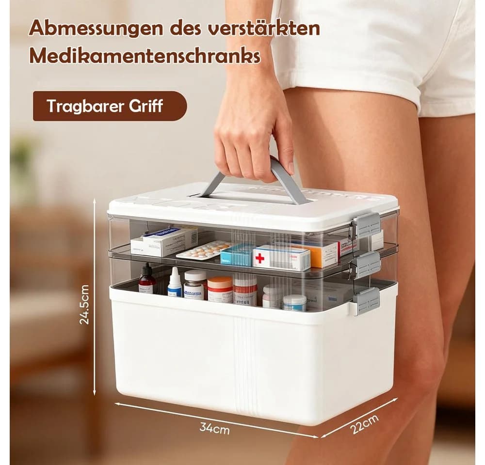 TUWENA Aufbewahrungsbox 3-Stöckige Medikamenten Aufbewahrung Kunststoff - Bild 1