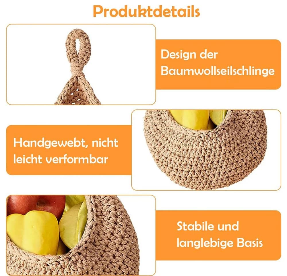 TUWENA Hängekorb 3 Stück Baumwollseil - Bild 3