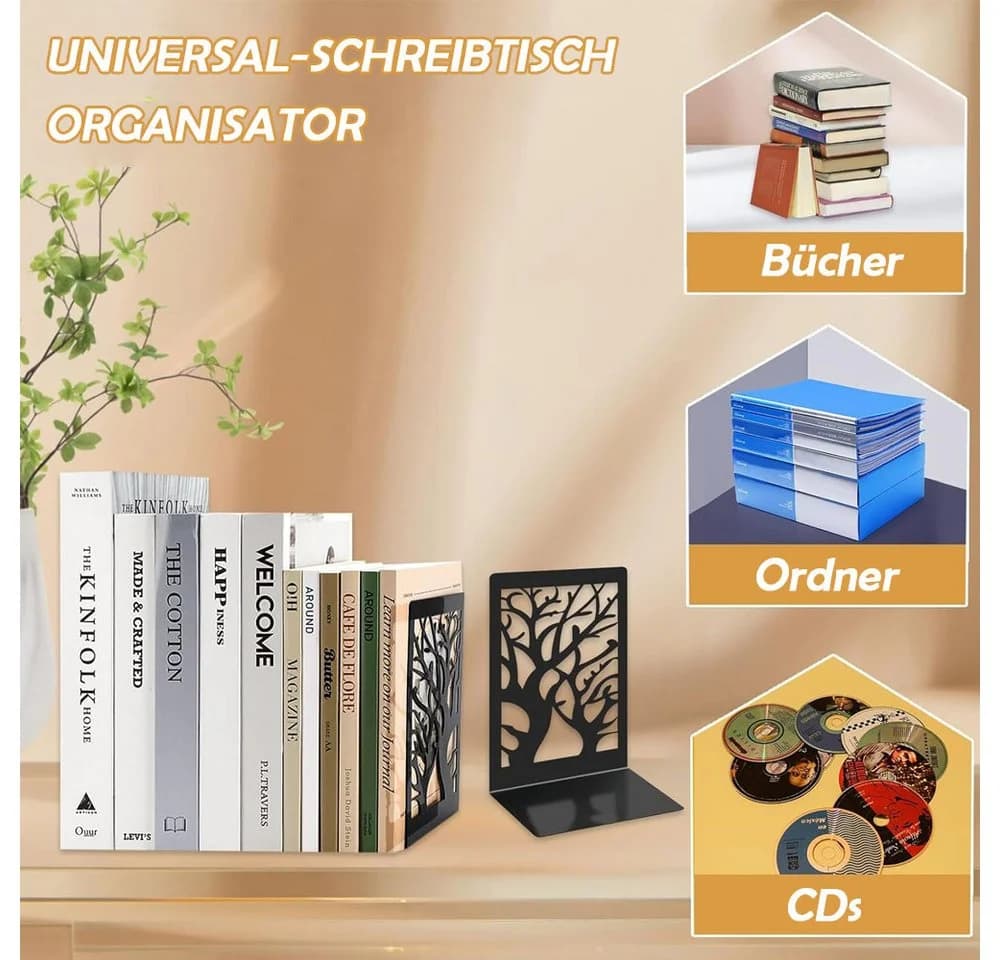 TUWENA Buchstütze Metall 6 Stück Schwarz - Bild 4