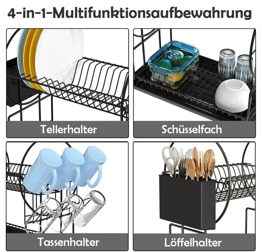 TUWENA Geschirrständer Schwarz 2-stufig mit Aufsätzen - Bild 3