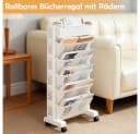 TUWENA Mobiles Bücherregal Weiß mit Rollen 5/6 Ebenen Bild 4