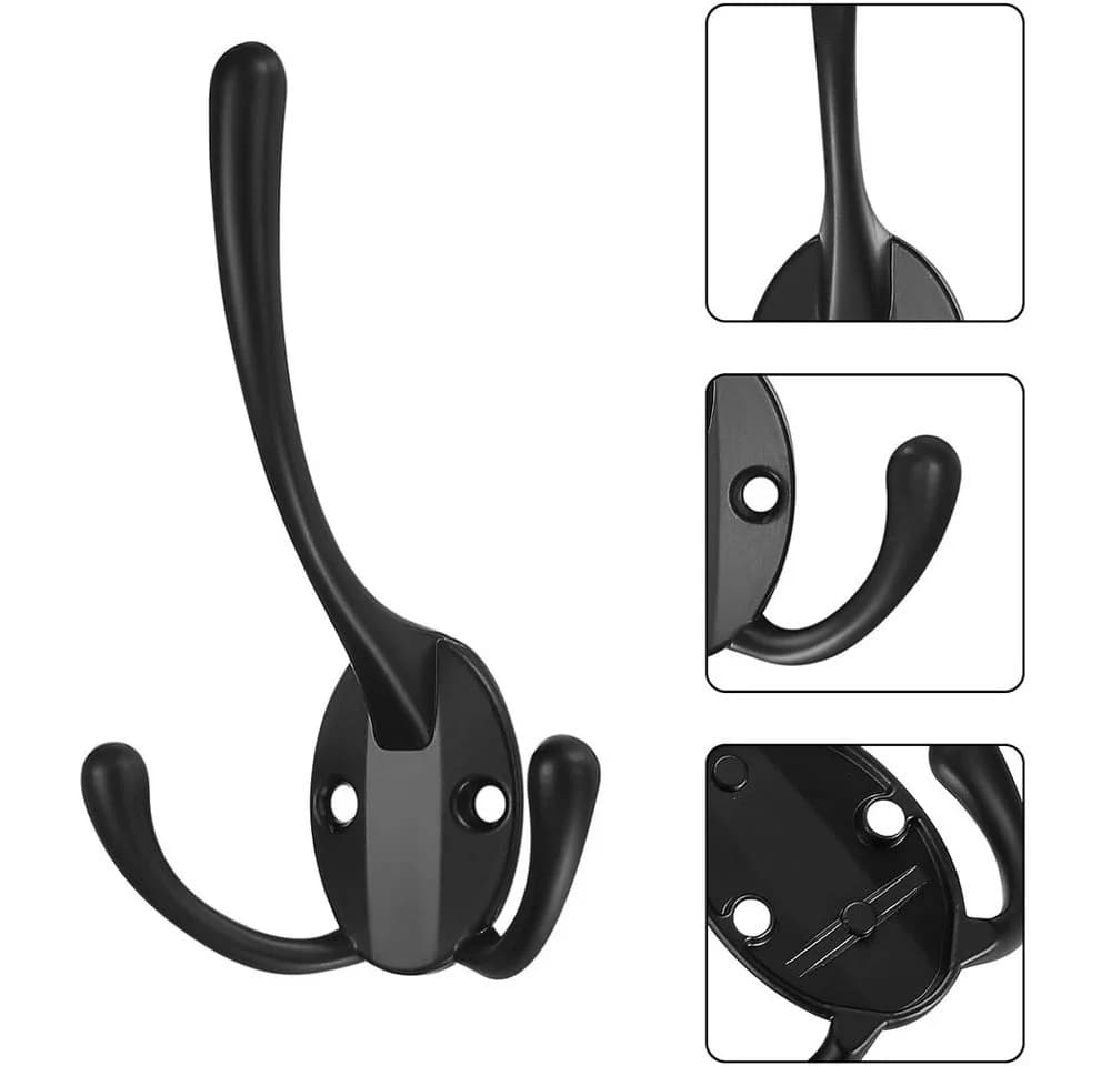 TUWENA Garderobenhaken 10er Set Retro Schwarz Zinklegierung - Bild 3