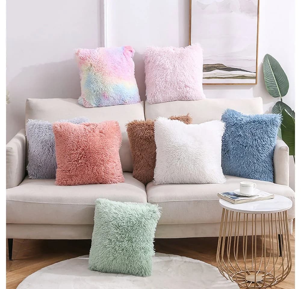 TUWENA Kissenbezüge 4er Set 40x40cm Flauschig Farbverlauf Bunt