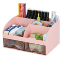TUWENA Schreibtisch Organizer mit 2 Schubladen & 8 Fächer Rosa Bild 2