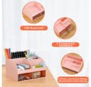 TUWENA Schreibtisch Organizer mit 2 Schubladen & 8 Fächer Rosa Bild 3