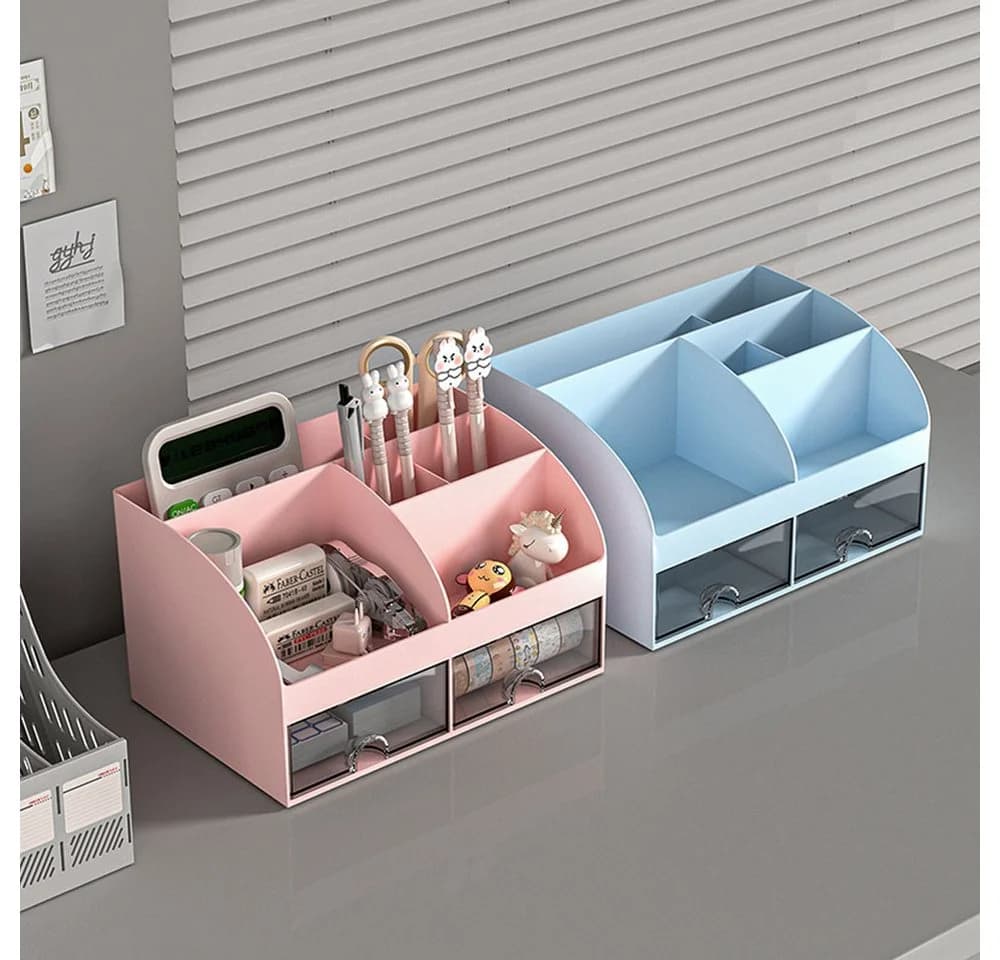 TUWENA Schreibtisch Organizer mit 2 Schubladen & 8 Fächer Rosa - Bild 5