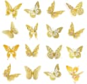 TUWENA 3D-Wandtattoo 48 Schmetterlinge Deko in Gold, Silber, Schwarz Bild 2