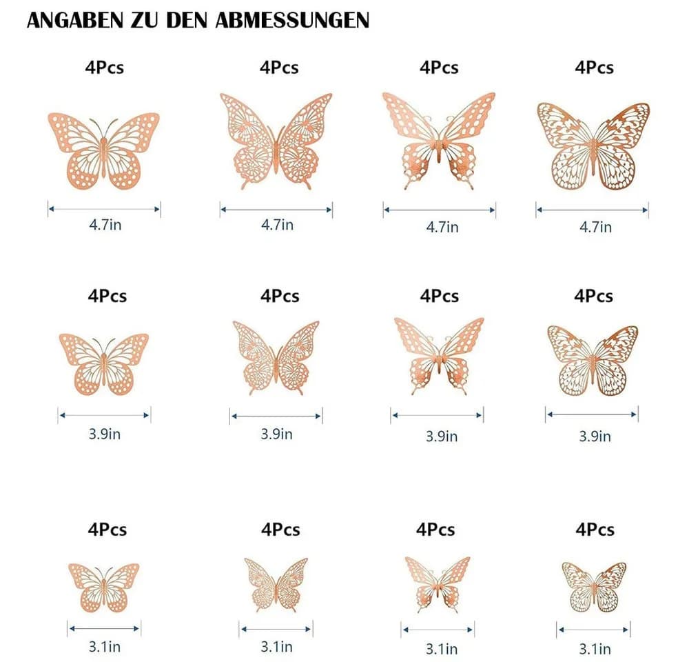 TUWENA 3D-Wandtattoo 48 Schmetterlinge Deko Abnehmbare Wandaufkleber