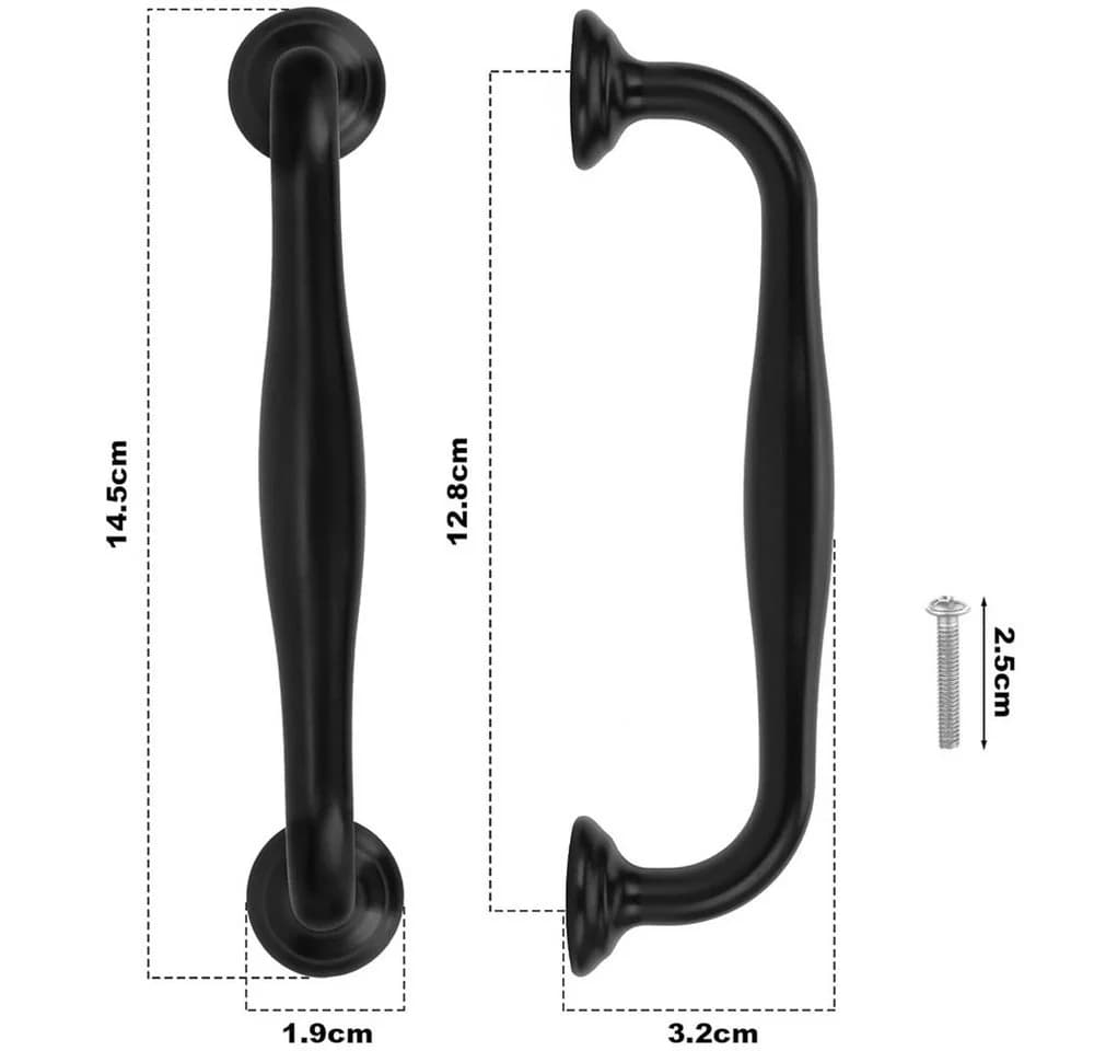 TUWENA Möbelgriff 12er Set Schwarz Aluminium