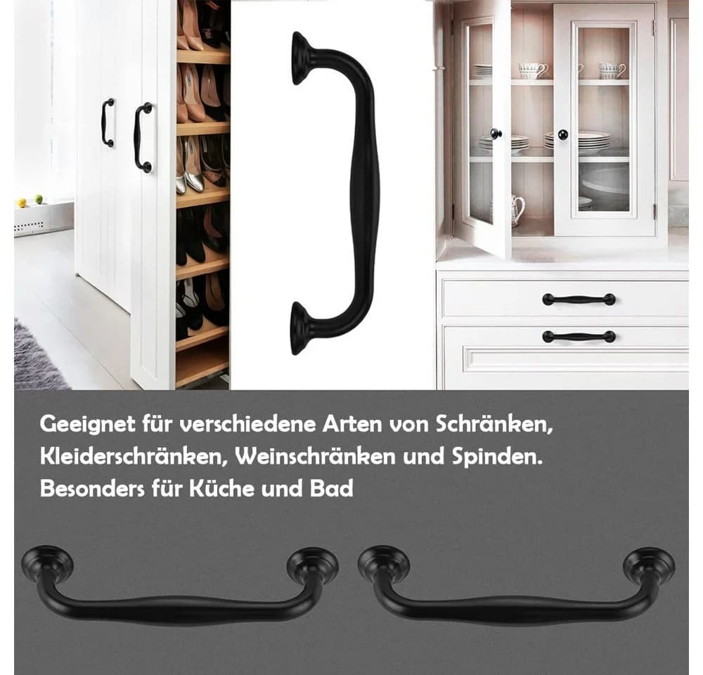 TUWENA Möbelgriff 12er Set Schwarz Aluminium - Bild 4