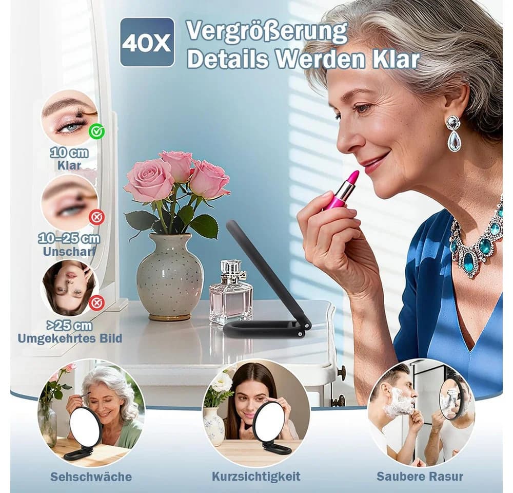 AFKSMILE Schminkspiegel mit Griff 30x Vergrößerung