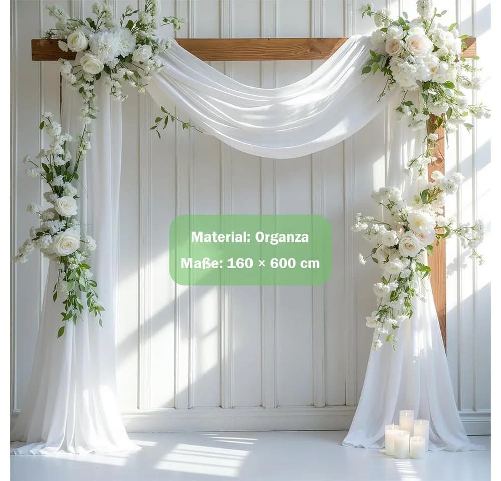 AFKSMILE Querbehang Weißer Tüllstoff Hochzeit Vorhang Dekoration