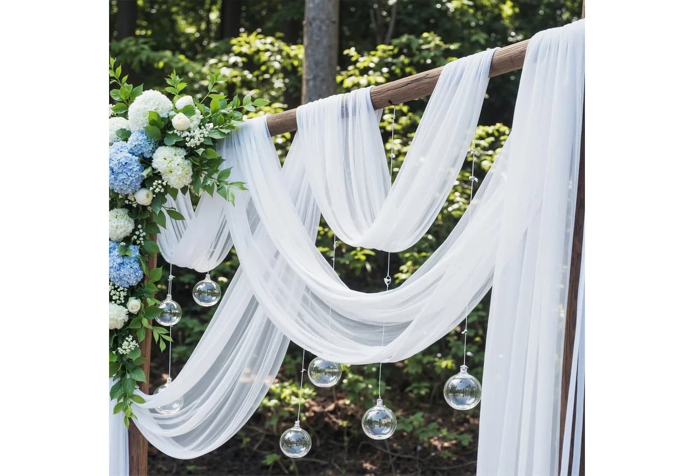 AFKSMILE Querbehang Weißer Tüllstoff Hochzeit Vorhang Dekoration - Bild 4