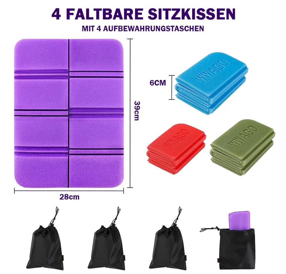 AFKSMILE Stuhlkissen 4 Stück Outdoor Faltbar XPE Wetterfest