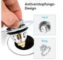 AFKSMILE Universal Pop-up Abflussstopfen für Aufsatzwaschbecken Silber Bild 5