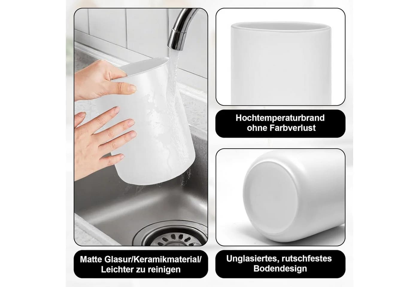 AFKSMILE Besteckhalter 2er Set Keramik Schwarz/Weiß - Bild 3
