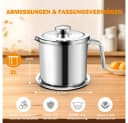 AFKSMILE Fetttrennkanne Edelstahl 2L mit Sieb und staubdichtem Deckel Bild 1