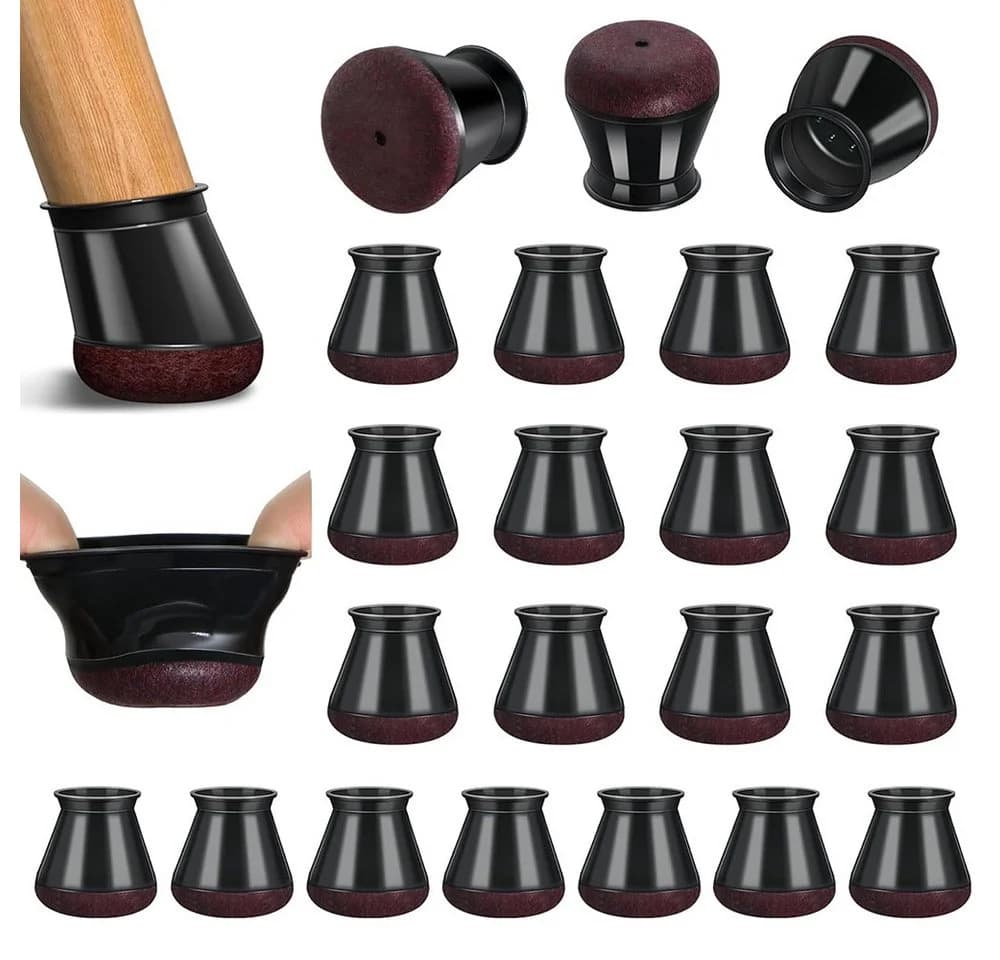 AFKSMILE Stuhlbeinkappen Schwarz 24er Pack mit Filzgleiter - Bild 2