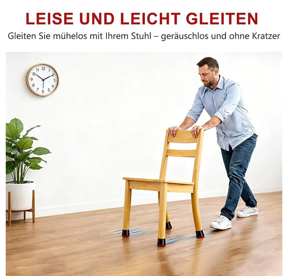 AFKSMILE Stuhlbeinkappen Schwarz 24er Pack mit Filzgleiter - Bild 5