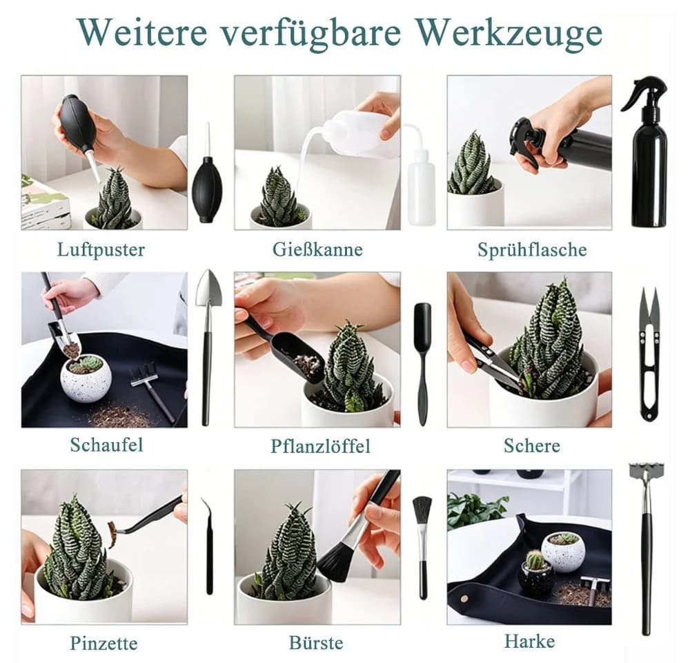AFKSMILE 13-teiliges Gartenpflege-Set Schwarz mit Aufbewahrungstasche - Bild 4