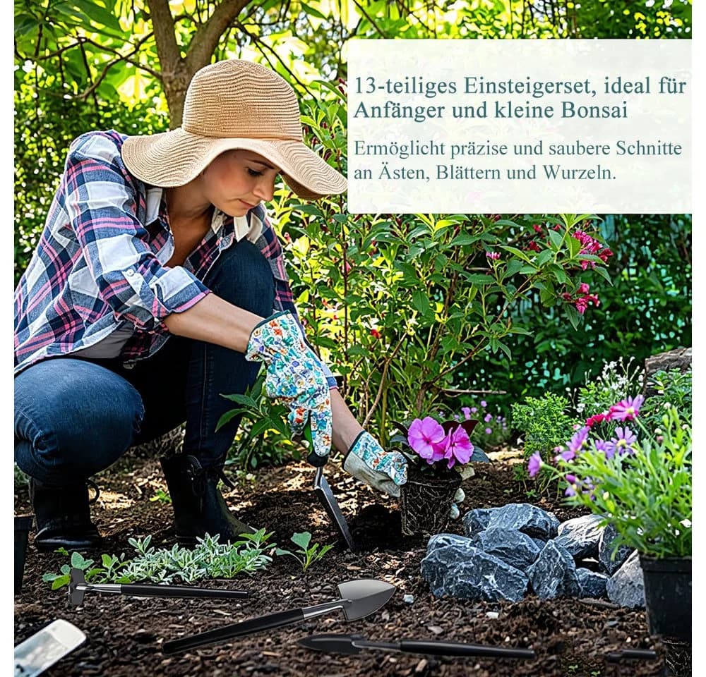 AFKSMILE 13-teiliges Gartenpflege-Set Schwarz mit Aufbewahrungstasche - Bild 5