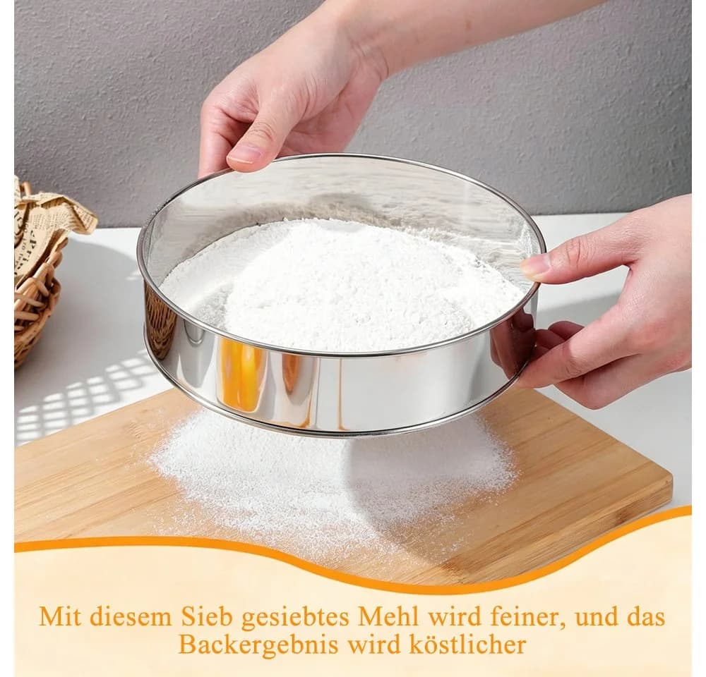 AFKSMILE Küchensieb-Set Edelstahl 15/20cm Feinmaschig Silber - Bild 4
