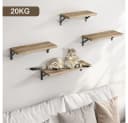 AFKSMILE 4er-Set Wandregal Holz Metall Retro Braun Bild 3