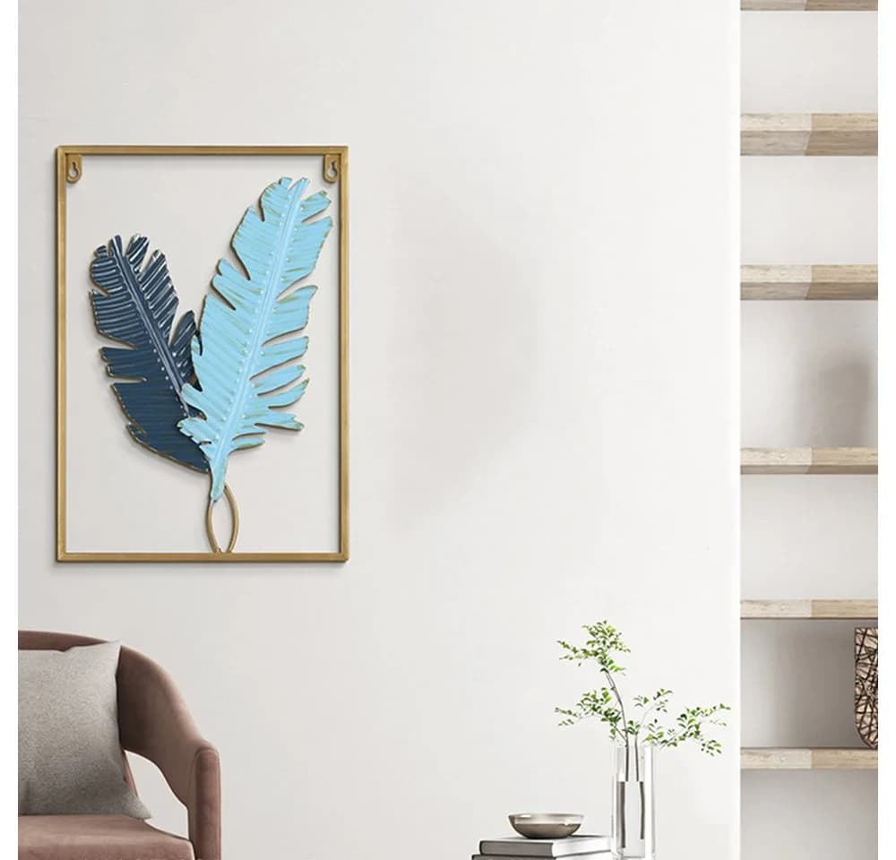 AFKSMILE Wanddeko 3-teilig Blatt Metall Gold Grün - Bild 5