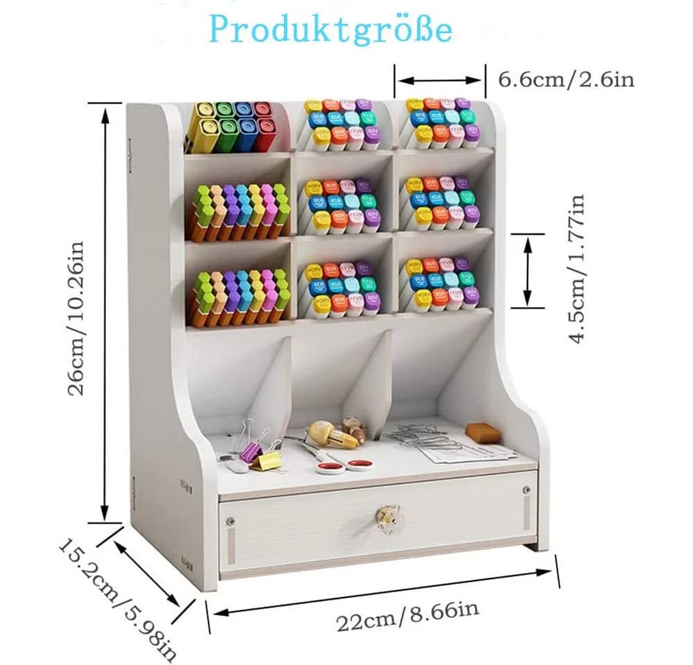 AFKSMILE Schreibtisch-Organizer mit Schublade Weiß Holz