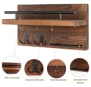 AFKSMILE Schlüsselbrett Wandhalterung Holz Braun mit Ablage Bild 4