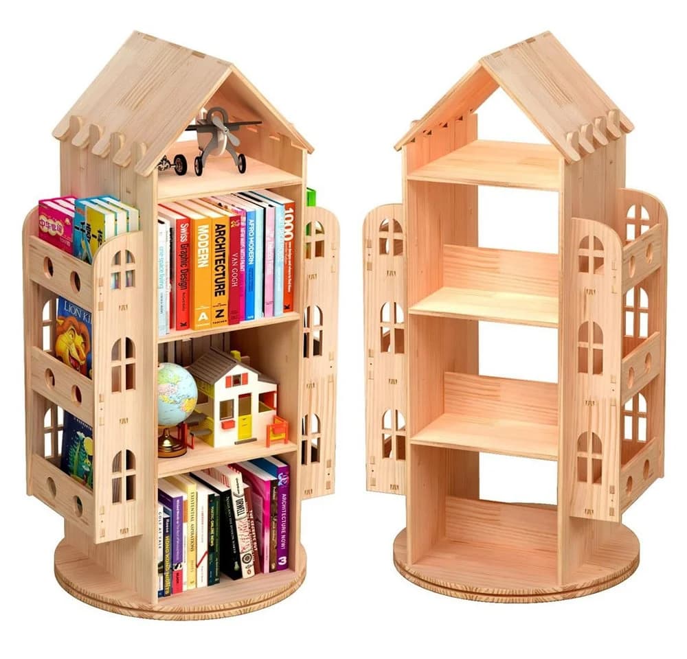 TUWENA Bücherregal 4 Ebenen Massivholz 360° drehbar - Bild 2