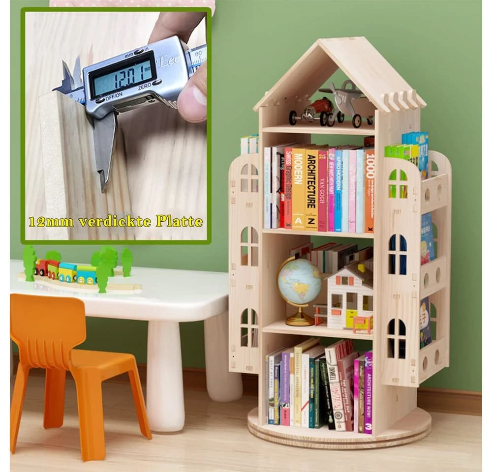 TUWENA Bücherregal 4 Ebenen Massivholz 360° drehbar - Bild 5