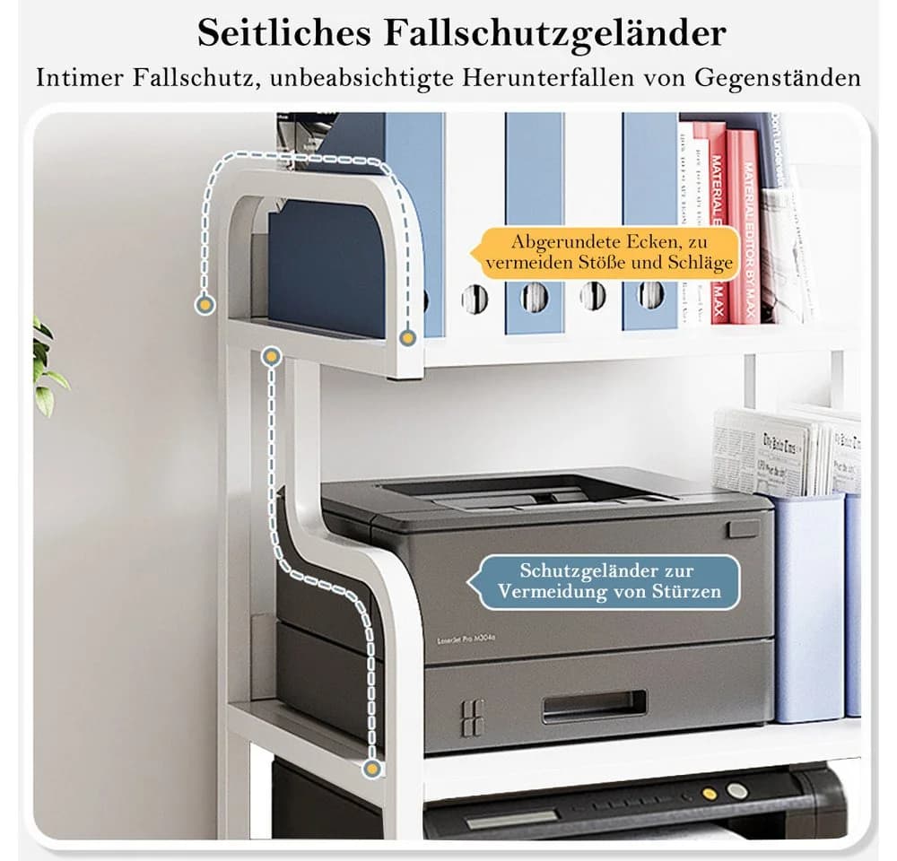 TUWENA 3-stöckiger Druckertisch mit Rollen Schwarz - Bild 4