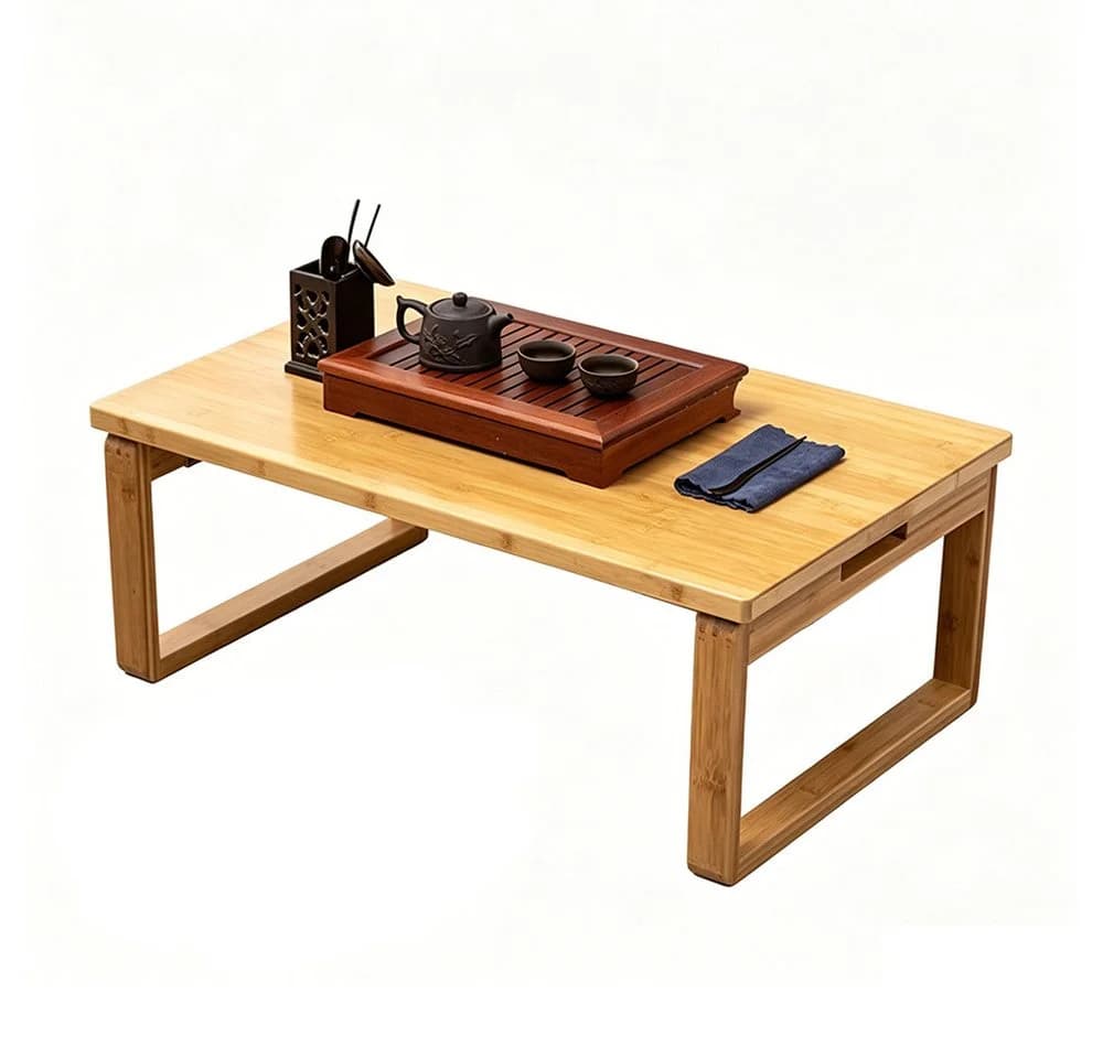 TUWENA Klappbarer Bambus Couchtisch Retro Beistelltisch Braun - Bild 2
