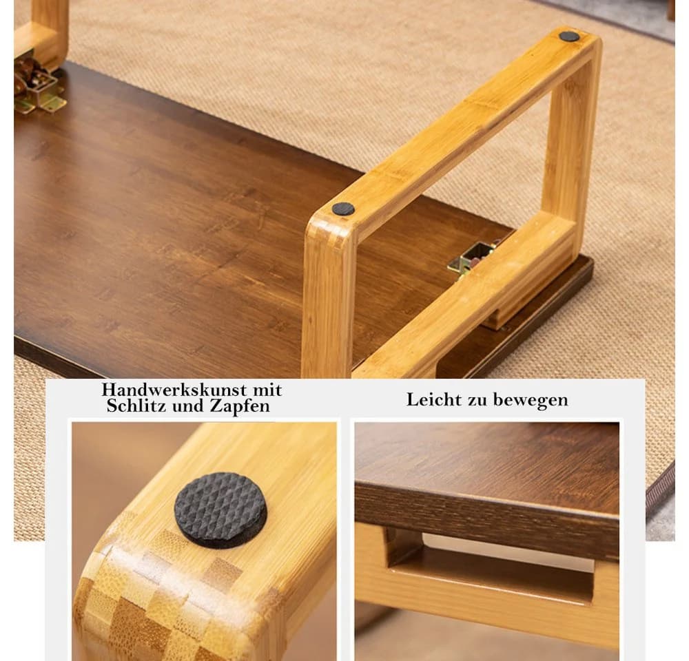 TUWENA Klappbarer Bambus Couchtisch Retro Beistelltisch Braun - Bild 5