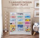 TUWENA Bücherregal Kinder mit 6 Stofffächern Beige Massivholz Bild 4