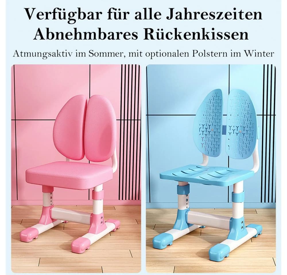 TUWENA Kinderschreibtisch und Stuhl-Set Rosa Höhenverstellbar - Bild 4