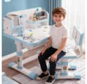 TUWENA Kinderschreibtisch Stuhl Set Blau Höhenverstellbar Bild 2