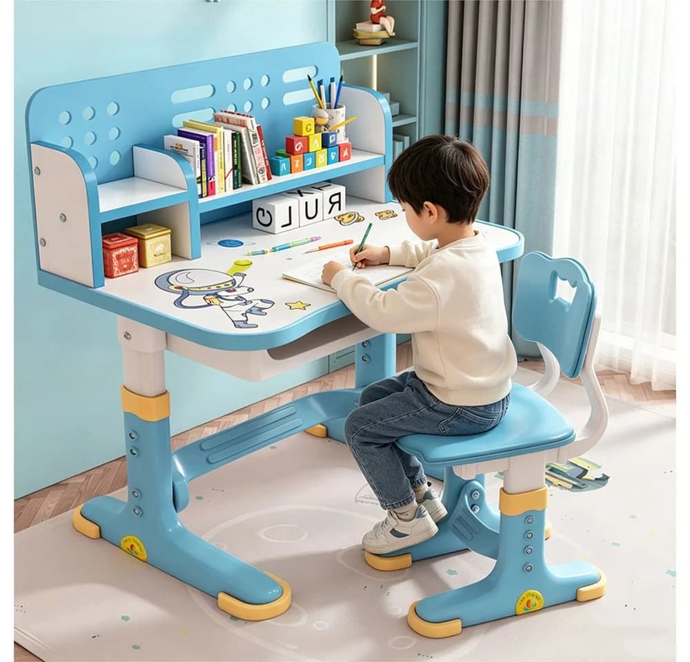 TUWENA Kinderschreibtischstuhl-Set Höhenverstellbar Blau Ergonomisch - Bild 2