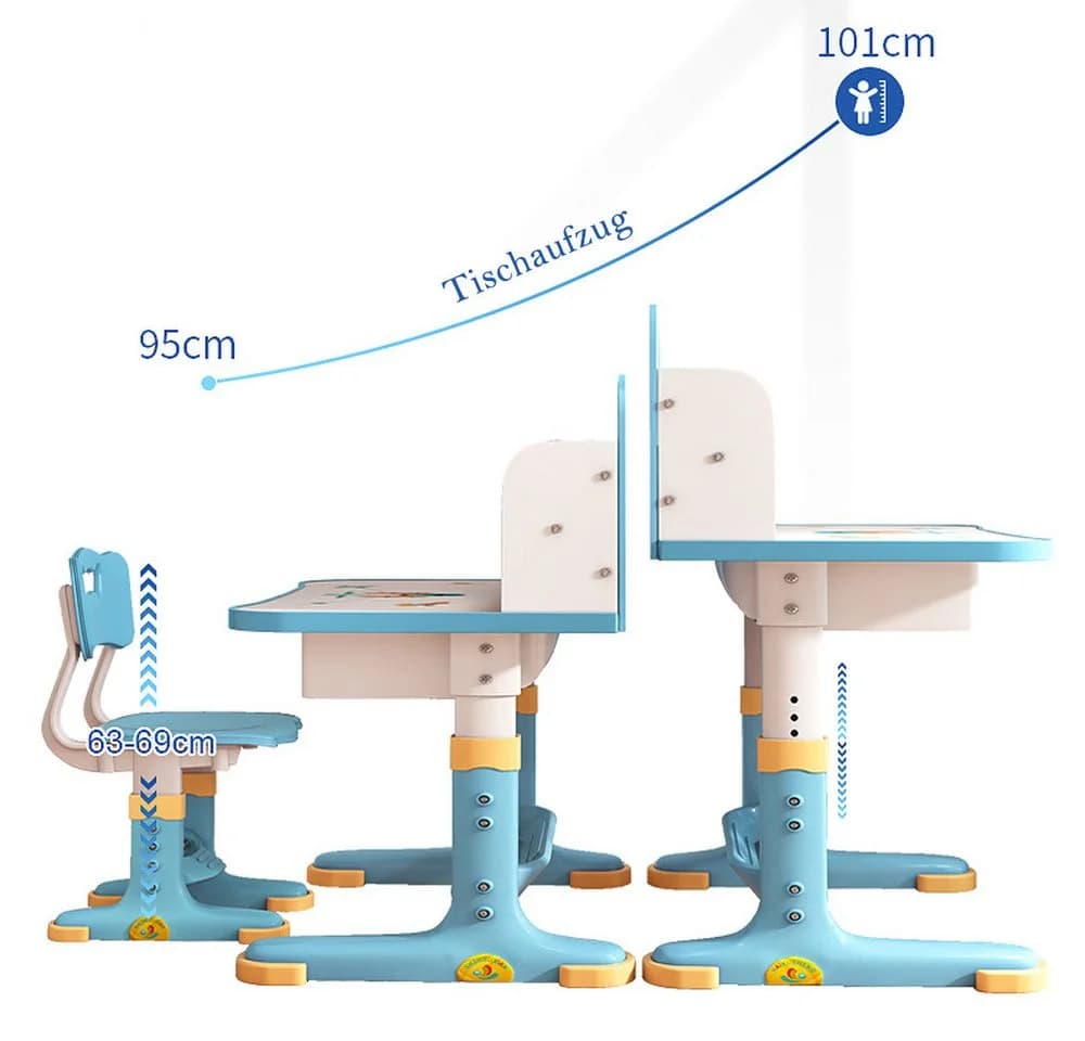 TUWENA Kinderschreibtischstuhl-Set Höhenverstellbar Blau Ergonomisch - Bild 4