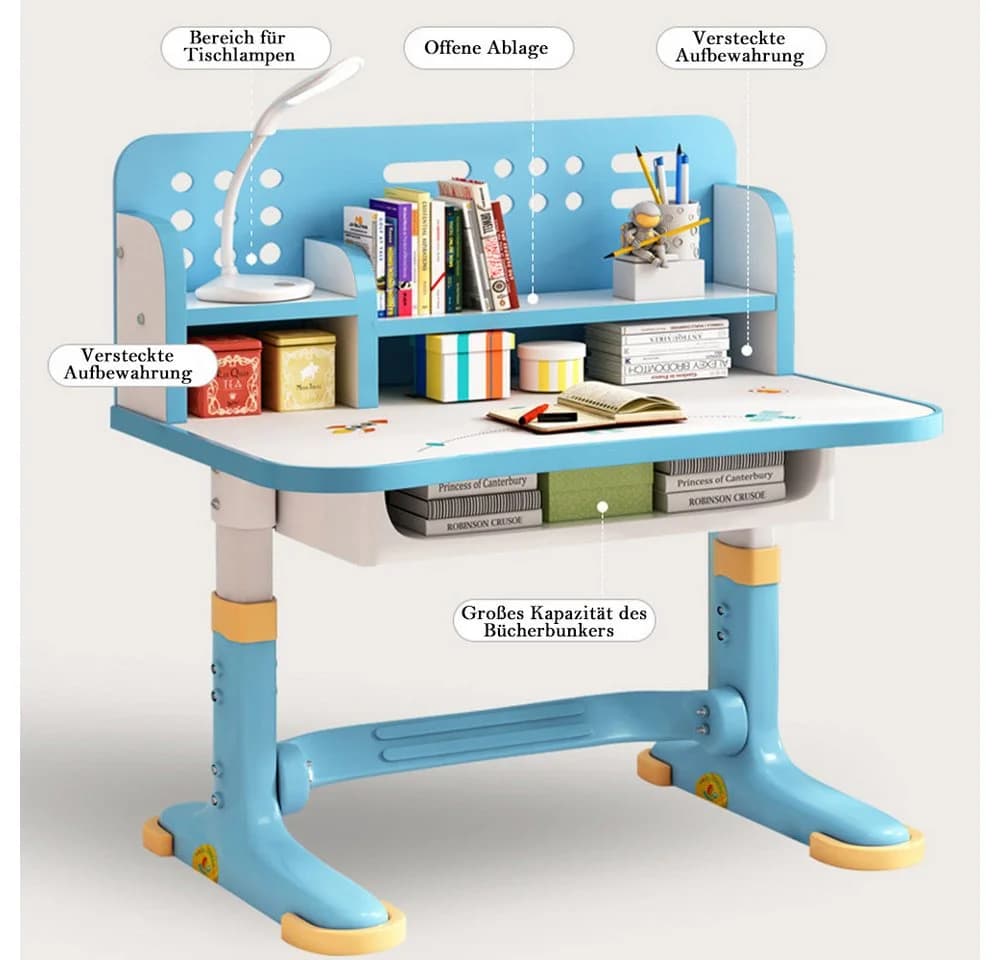 TUWENA Kinderschreibtischstuhl-Set Höhenverstellbar Blau Ergonomisch - Bild 5